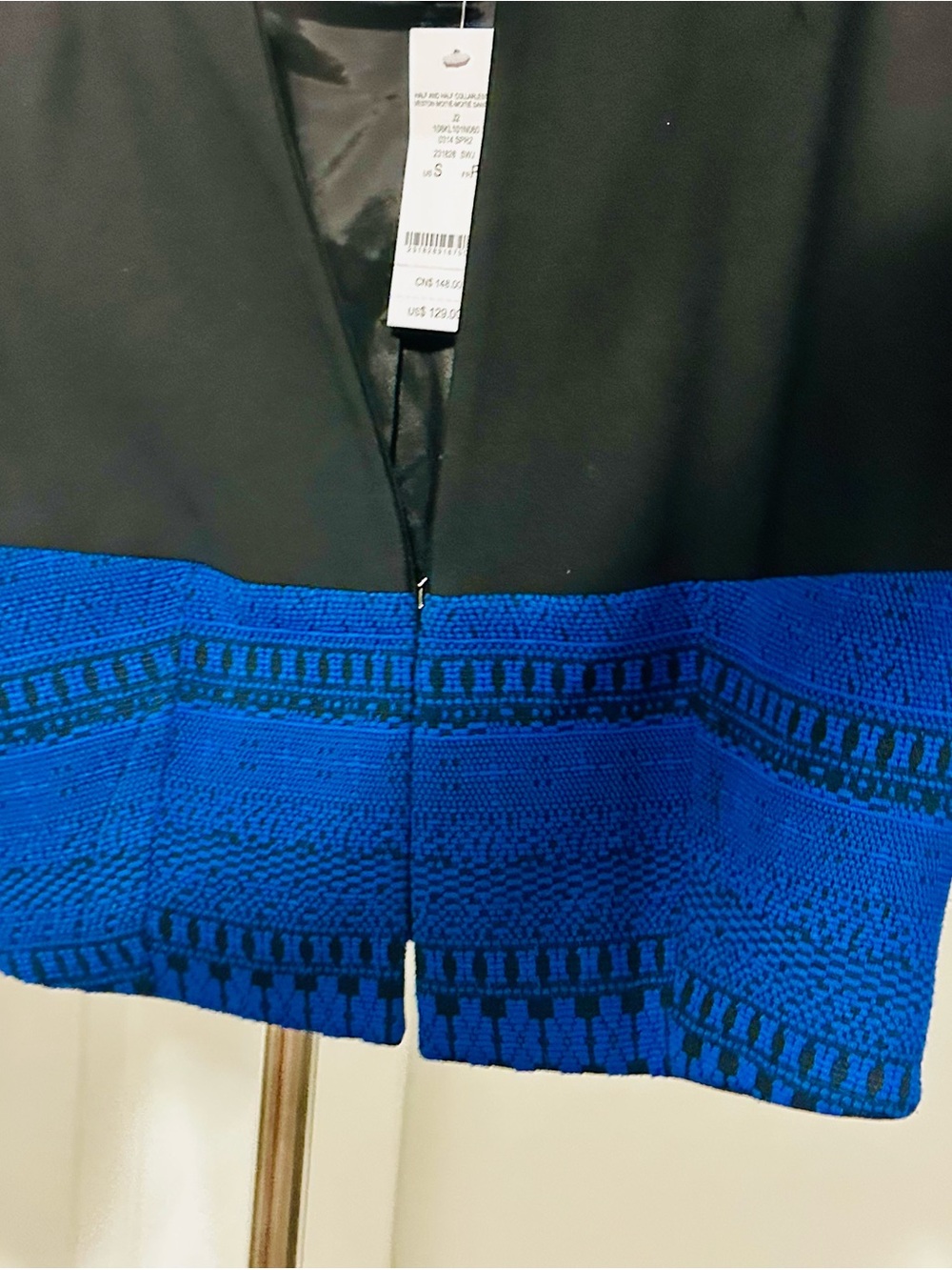bebe Black Half-and-Half Collarless Jacket